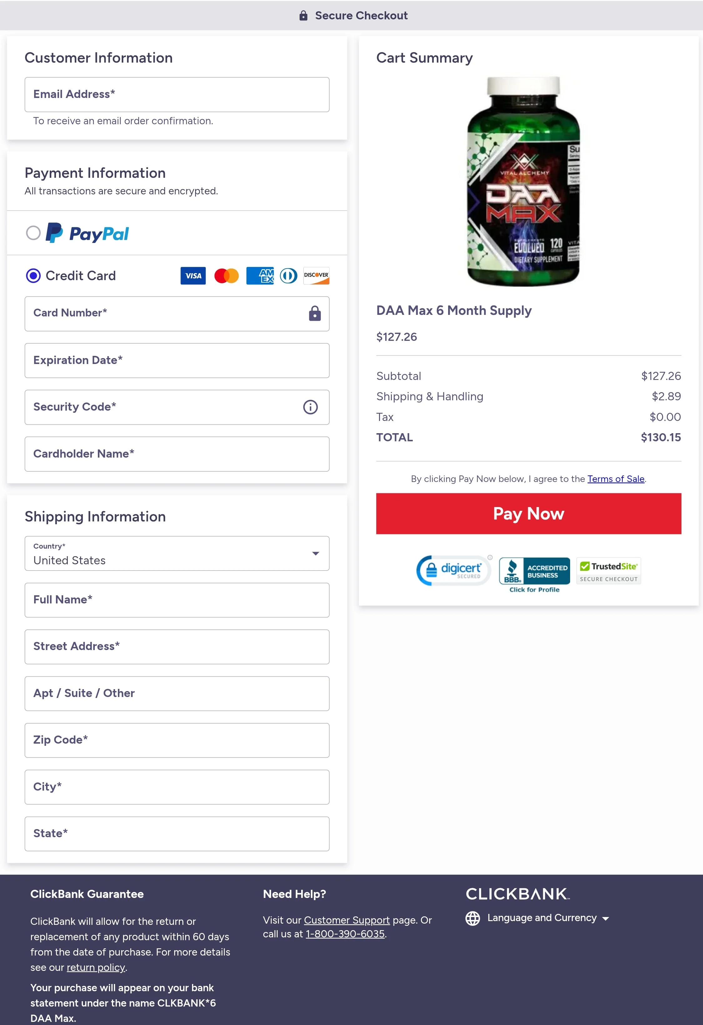 Daa Max order form